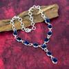 Blue Sapphire Necklace, Handmade Gemstone Necklace, 925 Solid Sterling Silver Necklace Antique Jewelry, For Engagement Gift