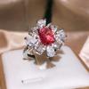 Senior Sense of Fanta Princess Square Zircon Flower-shaped Daisy Diamond Pendant Women's Open Ring