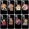 JAMULAR Neko Ramen Japan Cat Anime Phone Case For Xiaomi Redmi Note 11 10 9 8 Pro 11T 10T 10S 9S 8T 9 9A 9C 9T Black Soft Cover