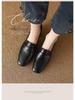 Women's Chunky Heel Retro Square Toe Loafers - Genuine Leather, Clearance, Spring/Autumn 2025