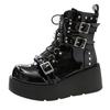 Fashion Big Size 40 Black Gothic Motorcycle Boots Zip High Heel Punk Rivets Chunky Platform Mid-Calf Women Boots Shoes Women