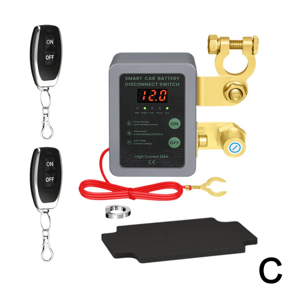 Battery Disconnect Switch With Led Voltage Display 12V 240A Auto Battery Remote Control Switch Leakage Protection 2025