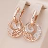 1 Pair Crystal Flower Drop Earrings for Women Golden Color Zircon Accessories Jewelry