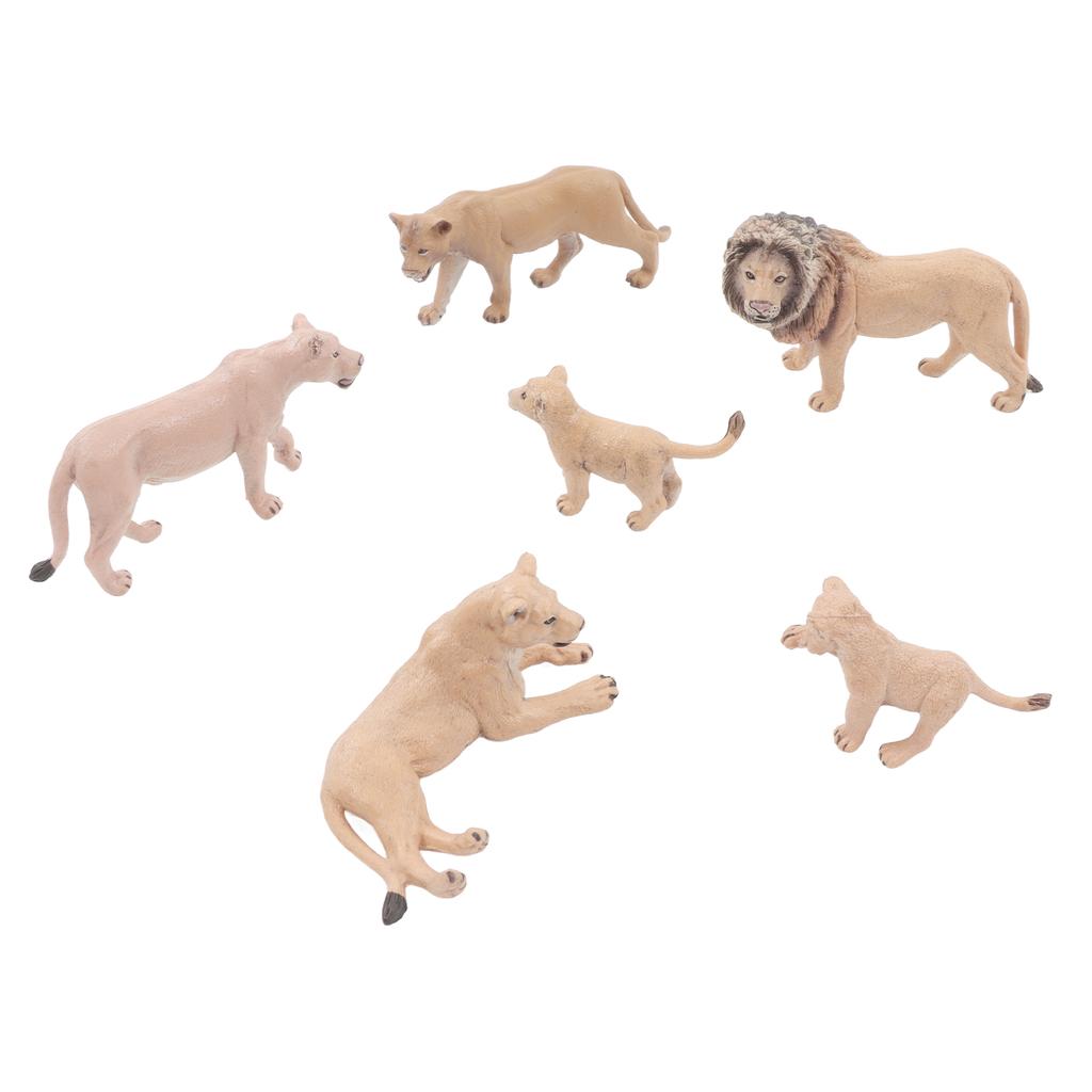 6 Pcs Lions Model Set Lifelike Mini Wild Animals Statue Lions Family Figures Decoraion for School Project