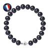 Bracelet - - Genuine Freshwater Cultured Pearl 9-10 Mm - 925 Silver - Ball Clasp - Black