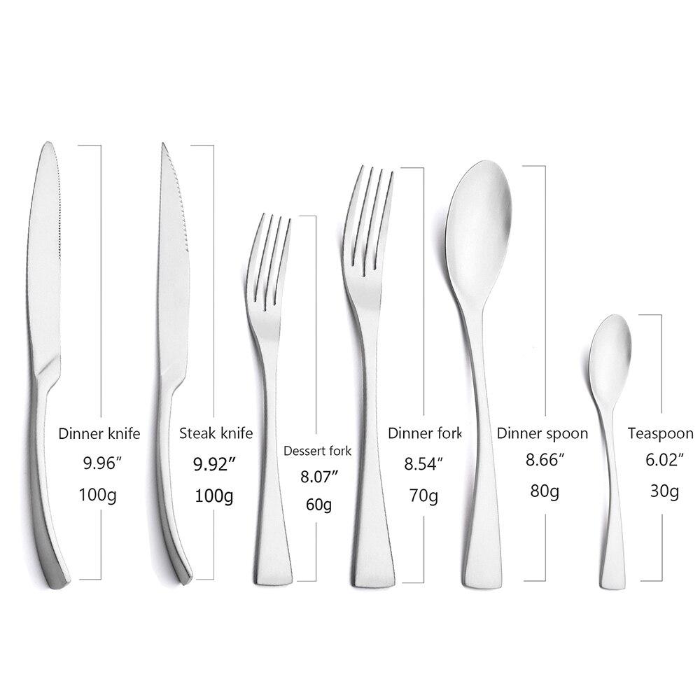 1Pc Matte Silver Steak Knife Fork Teaspoon Flatware 18/10 Stainless Steel Dinnerware Dessert Cutlery Kitchen Western Tableware Heavy Duty