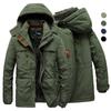 Big Size Multi-pocket Men's Winter Jacket Fleece Linning Outdoor Parka Coat Hooded Windbreaker Thick Warm Outerwear