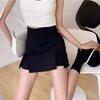 Women's Summer 2024 Black High-Waisted A-Line Culottes Skirt - Sexy Slimming Hot Girl Mini with Slit