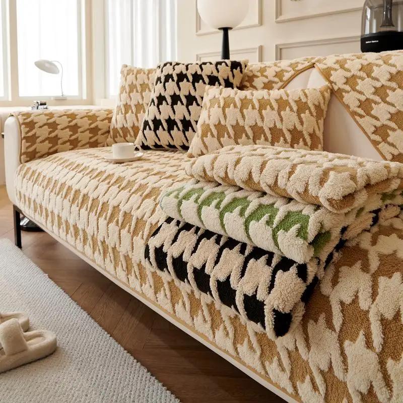 Современная подушка для дивана с сеткой «Тысяча птиц», простой утолщенный теплый плюшевый мягкий коврик для сиденья, модный пылезащитный нескользящий чехол для дивана