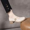 Mary Jane Women's Shoes Spring and Autumn New Thick Heel Single Shoes British College Style Round Head Small Leather Shoes