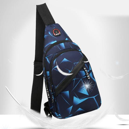 Men Crossbody Bag Geometric Print Portable Adjustable Strap Casual Oxford Cloth Sports