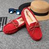 Women Winter Warm 100% Genuine Leather Flat Shoes Casual Loafers Slip On Women's Flats Plush Shoes Moccasins Lady 2024