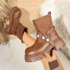 British Style Platform Sole Martin Boots Women's 2025 Winter New Plus-size Muffin Round Toe Vintage Sleeve Booties