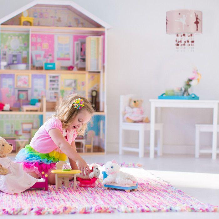 Relaxdays Lampe À Suspension Fille Danseuses Étoiles Ballerines Plafond Motifs Étoiles Mobile Chambre Enfant, Rose