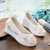 Fashion Chinese - Style Pearl - Embroidered Wedge Hanfu Shoes | Bow & Lotus Embroidered Ancient - Style Shoes