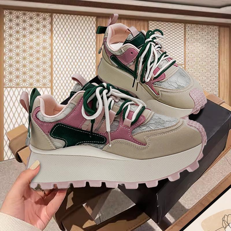 Women's Casual Sneakers Fashion New Colorful Lace Up Sports Shoes Women's Leisure Versatile Thick Sole Vulcanized Shoes Autumn