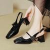 French Square Head High Heels 2025 New Summer Word with Mary Jane Shoes Women's Thick Heel Bag Head Sandals