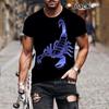 Summer New Scorpion 3D Men's Printed T-shirt Fashion Personality Carnivore Unisex Casual Round Neck Animal Short-sleeved