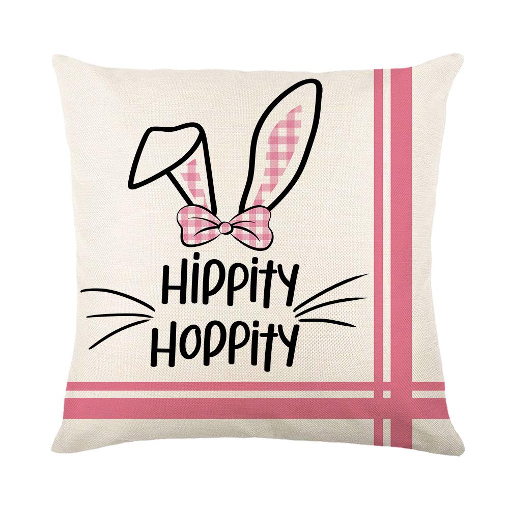 Cartoon Black and White Plaid Rabbit Print Pillow Cover Western Easter Home Living Room Cushion Cover Pillow