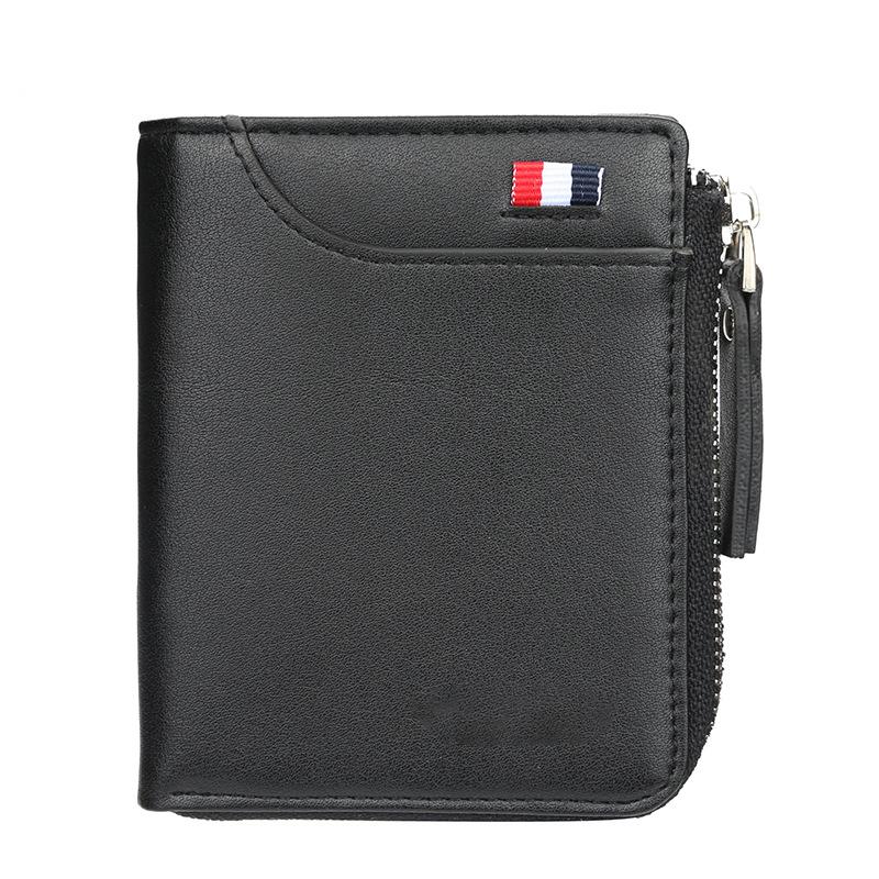 Men's Zipper Wallet Short, Large Capacity, Fashionable High Quality PU Leather Wallets Multi-Slot Coin Pocket Card Holder Case