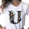 Summer 3D Printing Custom Name Letter Combination Print Tshirt Flower Letter Font A B C D E F G Short Sleeve Female Tees Tops