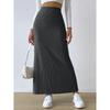 Spring and Autumn Women's High Waist Jersey Knit Slit Skirt