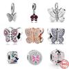 Butterfly Charm Bead Fit Bracelet 925 Sterling Silver DIY Women's Jewelry
