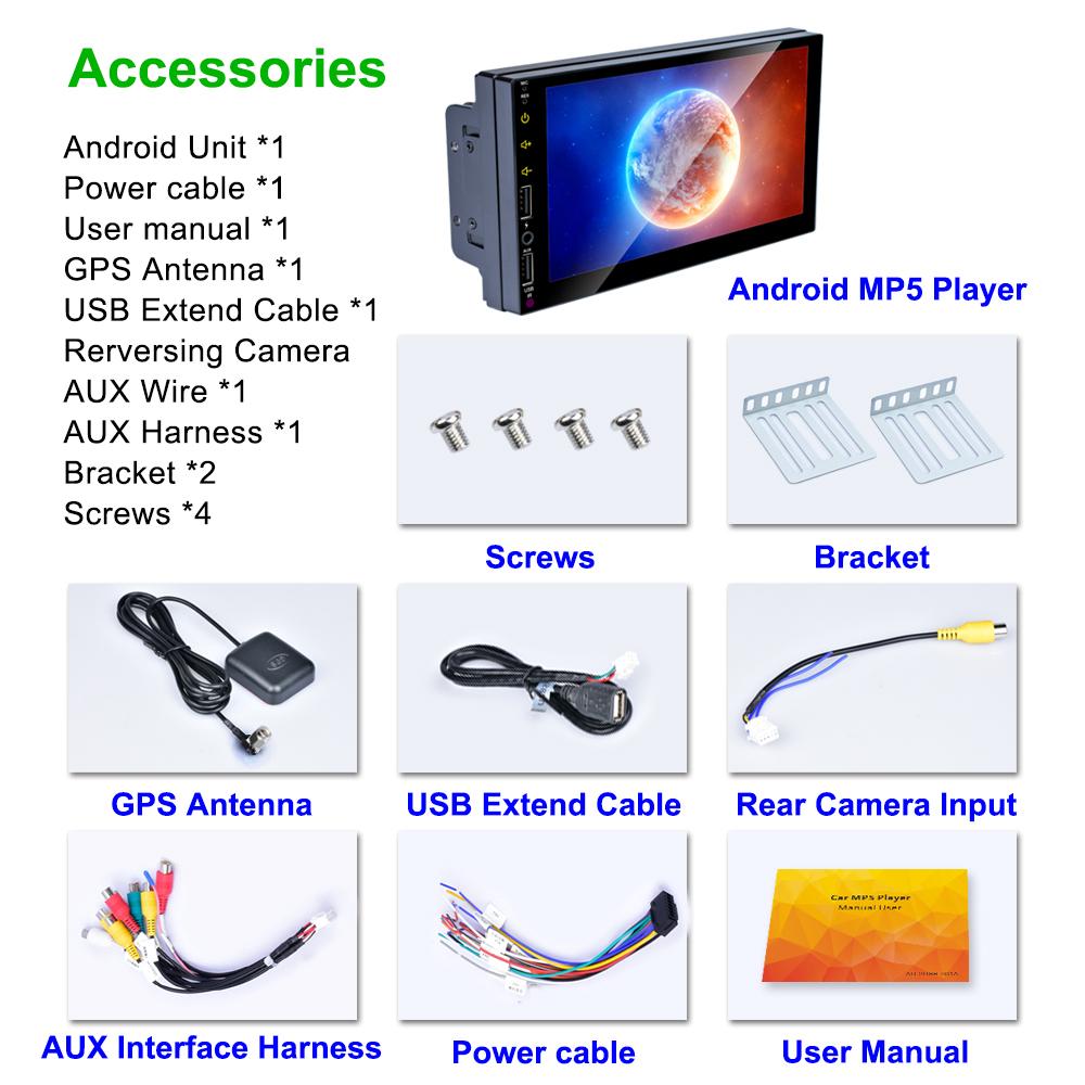 icreative 7 Inch 1+16GB/2+32GB Car Radio Android WiFi GPS FM Radio Car Player MP5 Central Control Full Screen 2 USB All-in-one Machine Universal Radio