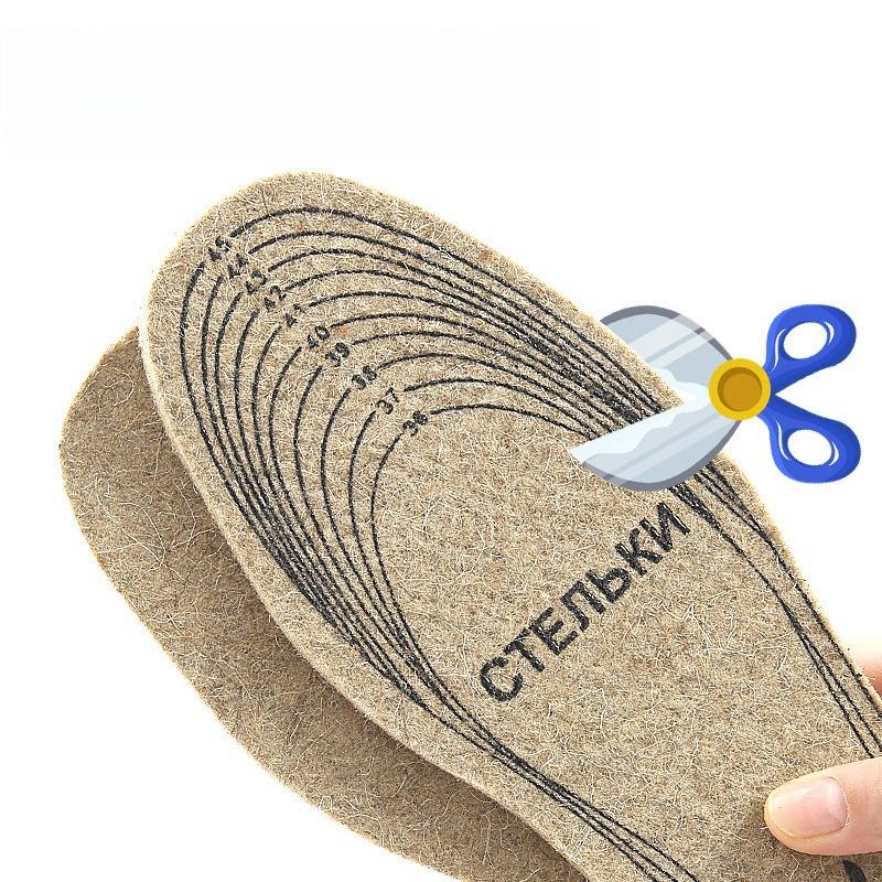 1 Pair Wool Felt Insoles For Shoes Men Women Warm Shock-absorbing Insoles Shoes Pads Can Cut Freely