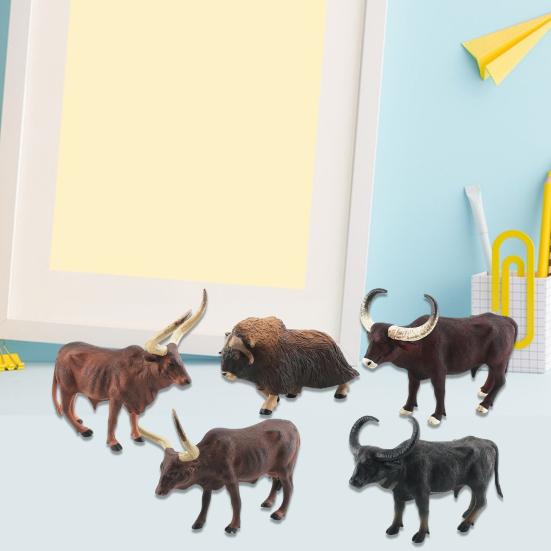 Декоративная сплошная модель, различные стили, статуя крупного рогатого скота, дикое животное, настольное украшение, детская игрушка