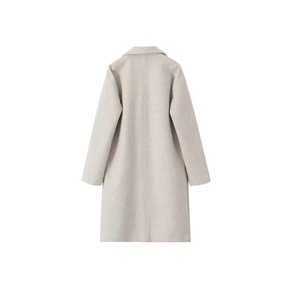 Women Fashion Solid Open Stitch Long Trench Coats Vintage V-Neck Full Sleeves Female Chic Lady Outfits