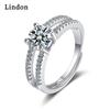 Lindon Classic Copper Alloy Zircon Ring Ladies Jewelry Wedding Promise Party Gift