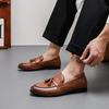 Fashion Plus Size 48 Men Business Dress Casual Fashion Elegant Formal Shoes Slip-on Evening Loafers Tassel Leather Shoes Wedding Shoes