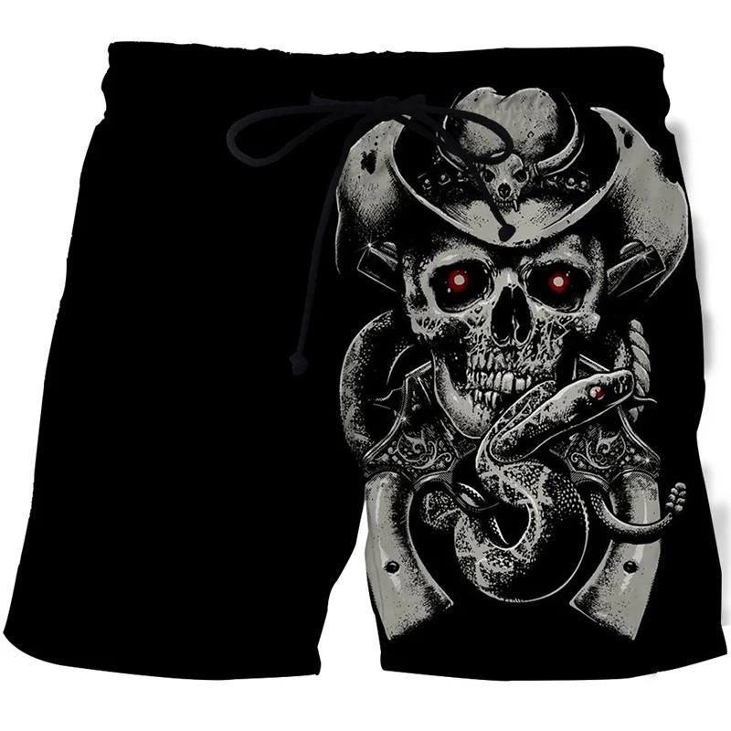 Dark Skull Ghost Horror Skeleton Boxing Shorts Pants 3D Print Fighting Training Unisex Men Women Quick Dry Fitness Gym Sport Workout Casual Streetwear