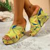 Colorful Graffiti Wedge Heel Sandals for Women Summer Peep Toe Chunky Platform Slippers Woman Thick Bottom Beach Sandals