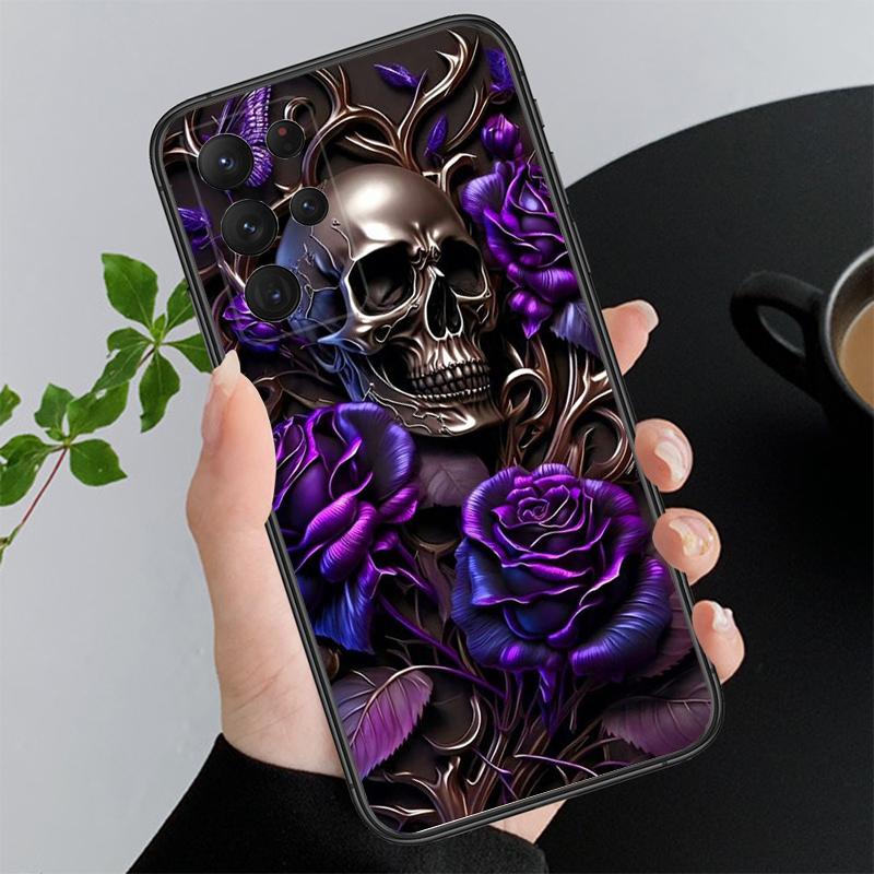 Skull Flower Art Phone Case For Samsung A35 A55 A54 A15 A25 A05s A05 A22 A24 A52 A33 A34 M34 M14 M54 M23