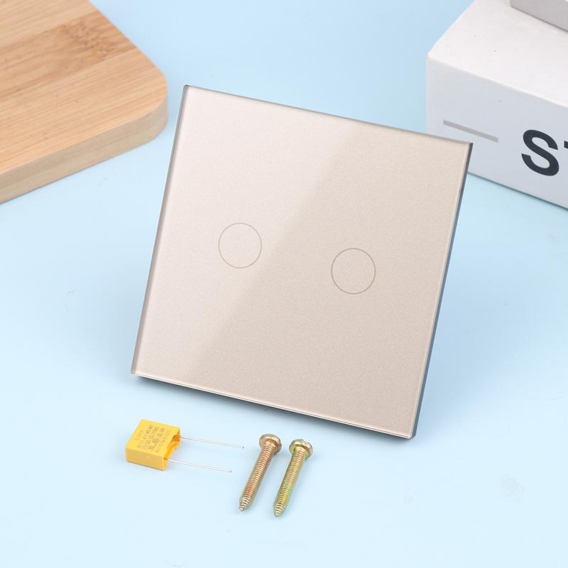 1/2/3Gang Touch Switch 1Way Type-C Usb Wall Sockets Light Switch With Power Sockets Glass Panel Gold