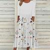 Women's Summer Flowy Midi Dress Boho Floral Pleated Dress with Pockets Casual Half Sleeve Crew Neck Swing Dress