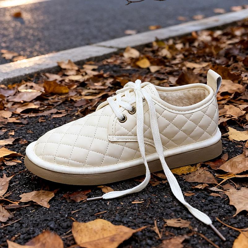 Soft-soled Lace-up Thickened Warm Bread Shoes Women's Autumn and Winter New Velvet Cotton Shoes Casual Versatile Snow Boots