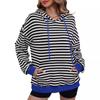 Women's New Fall and Winter Striped Hooded Color Collision Loose Long-sleeved Sweater
