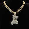 Rhinestone Pendant Necklace Bear Shape Bling Bling Necklaces New Hip Hop Necklace  For Men Women