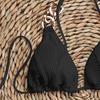 2 Pcs/Set Women Swimsuit Set Three-point Lace-up Halter Neck Bathing Suit Padded