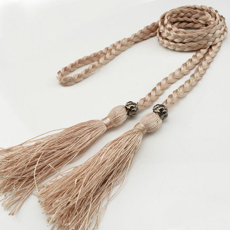 Women's Belt Woven Tassel Waist Strap Student Belt Thin Waist Chain Bow Rope Skirt Knotted Decorative Korean Style