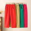 Summer New Casual Cotton Cropped Pants for Women High Waist Loose Fit Plus Size Versatile Straight Leg Pants
