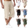 Summer Men's Casual Shorts Long Elastic Waist Loose Pocket 3/4 Length Shorts Daily Street Wear