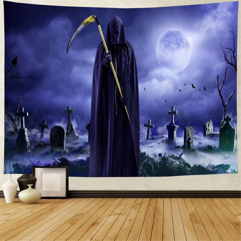 Creepy Halloween Tapestry Horror Ghost Pumpkin Bat Night Horror Ghost Tapestry Home Living Room Room Decoration