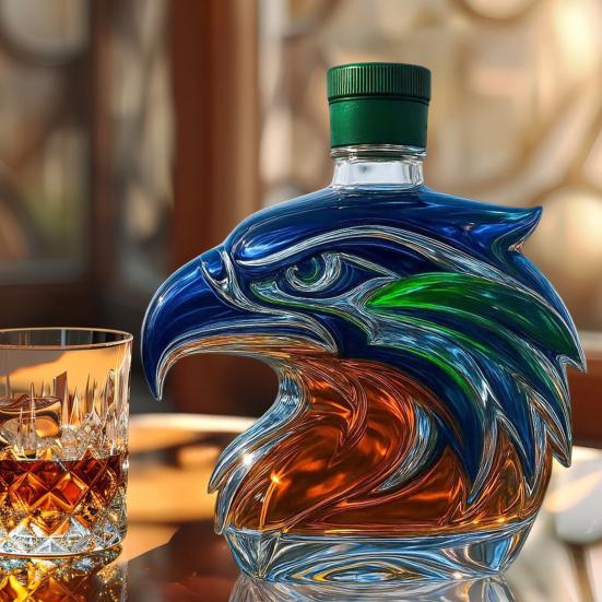 Eagle Head Whiskey Bottle Unique Glass Decanter 3D Liquor Container for Whiskey Wine Cocktails Coffee