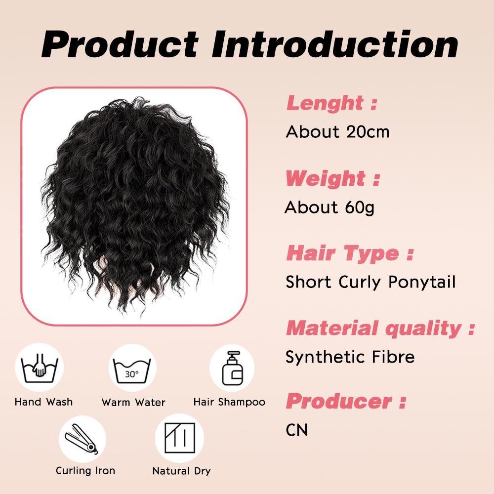 MISS WIG Synthetic Claw Clip In Bun Ponytail Wig Extension Loose Wavy Curly Drawstring Ponytail Wig For Elegant Women Daily Wear