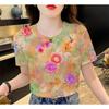 Sublimation 3D Printed Flower Design T-shirt - Suitable for Women, Including Plus Size