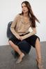 Women's Elegance Style Cardigan Mink Polo Collar Knitwear Cardigan